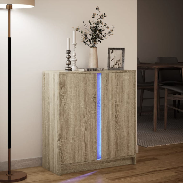 Credenza con LED Rovere Sonoma 77x34x85 cm in Legno Multistrato 852133