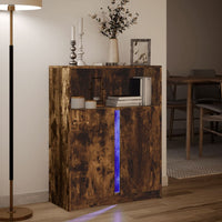 Credenza con LED Rovere Fumo 77x34x100 cm in Legno Multistrato 852149