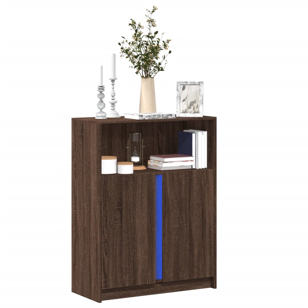 Credenza con LED Rovere Marrone 77x34x100 cm Legno Multistrato 852151