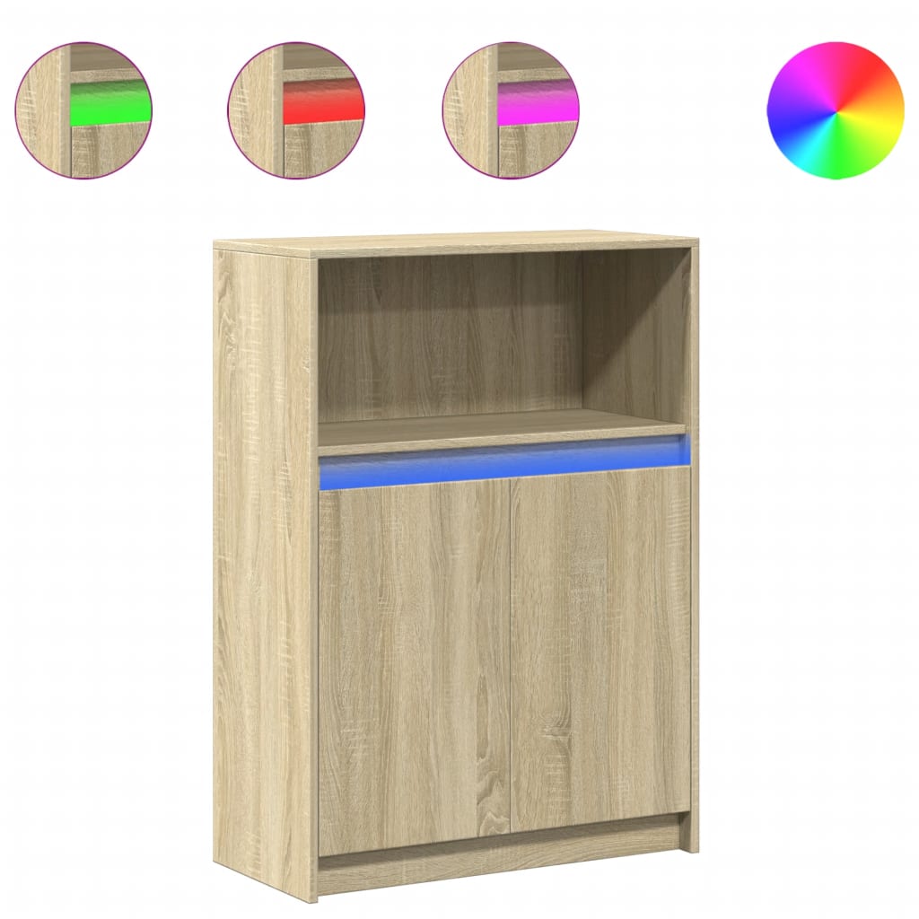 Credenza con LED Rovere Sonoma 72x34x100cm in Legno Multistrato 852161