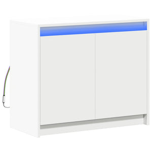 Credenza con LED Bianca 72x34x61 cm in Legno Multistrato 852173