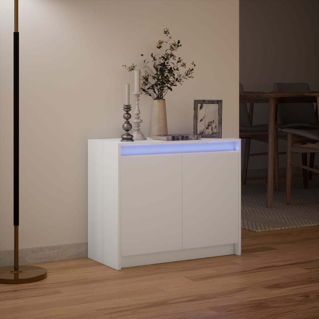 Credenza con LED Bianca 72x34x61 cm in Legno Multistrato 852173