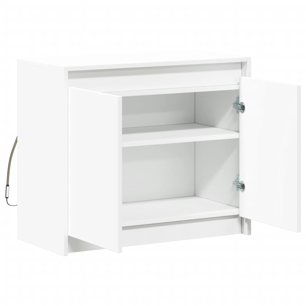 Credenza con LED Bianca 72x34x61 cm in Legno Multistrato 852173