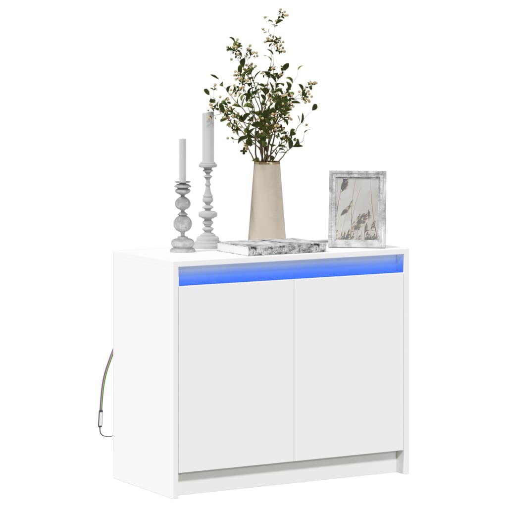 Credenza con LED Bianca 72x34x61 cm in Legno Multistrato 852173