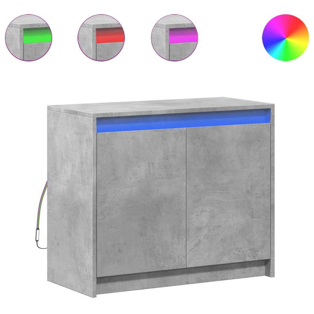 Credenza con LED Grigio Cemento 72x34x61 cm Legno Multistrato 852176