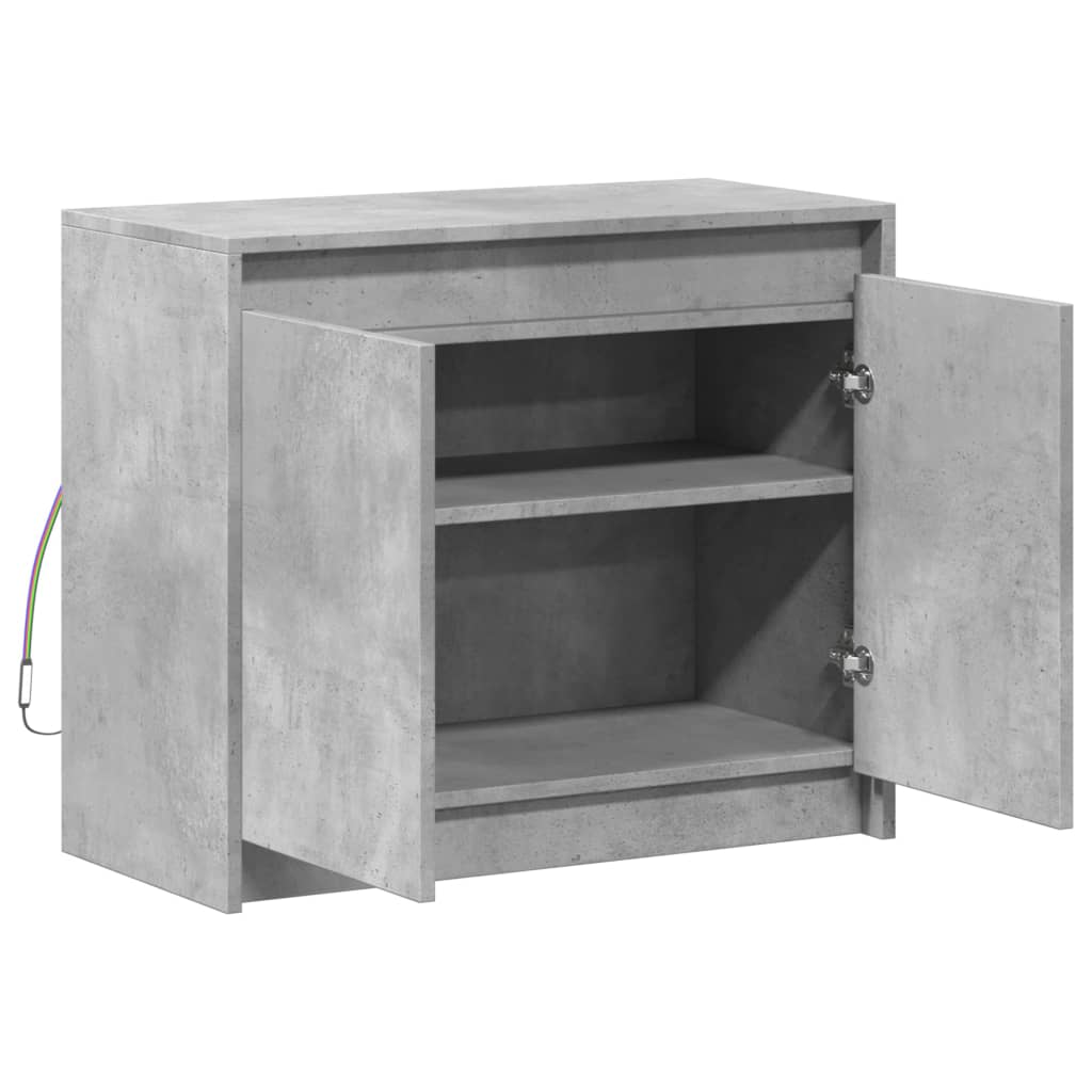 Credenza con LED Grigio Cemento 72x34x61 cm Legno Multistrato 852176