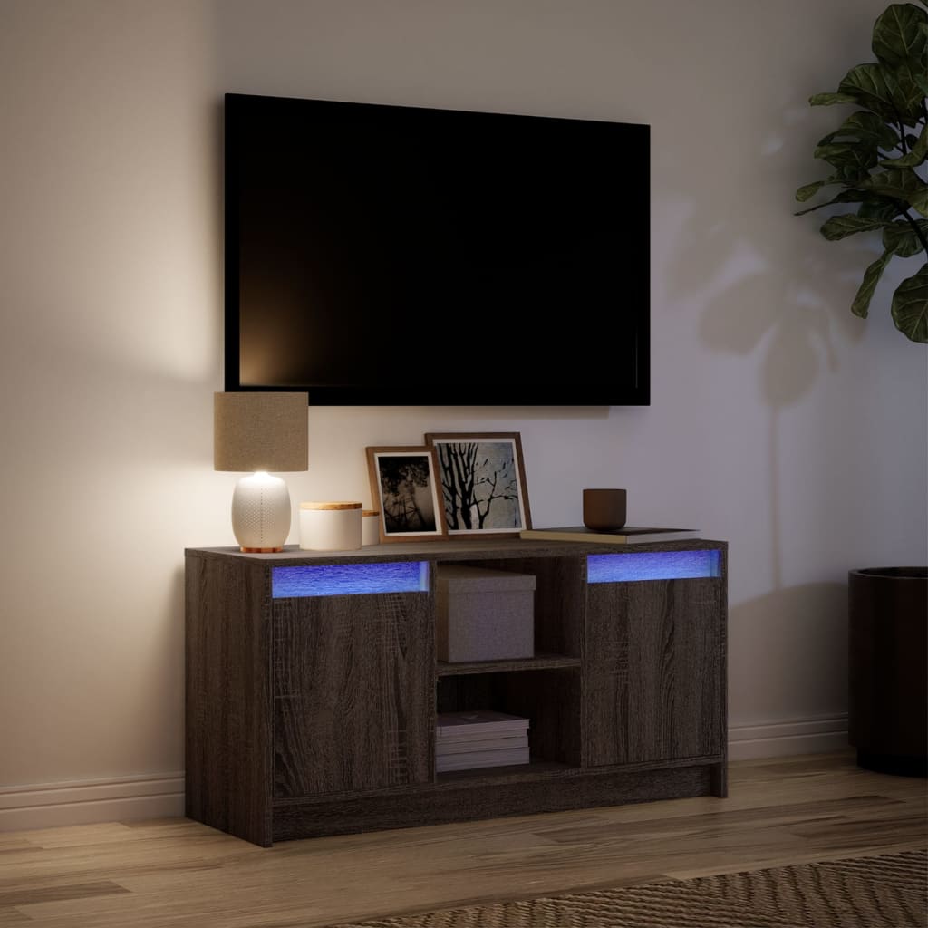 Mobile Porta TV con LED Rovere Marrone 100x34x50 cm Truciolato 852193