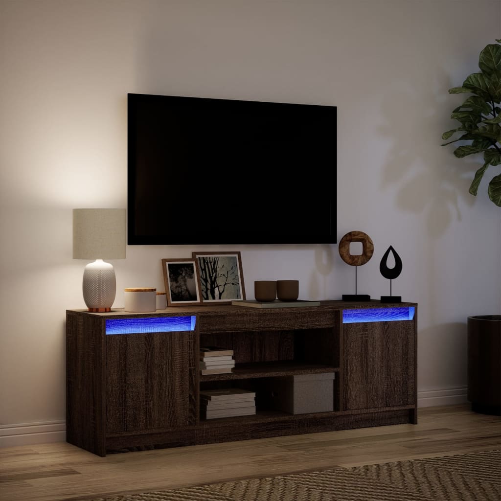 Mobile Porta TV con LED Rovere Marrone 139,5x34x50cm Truciolato 852200