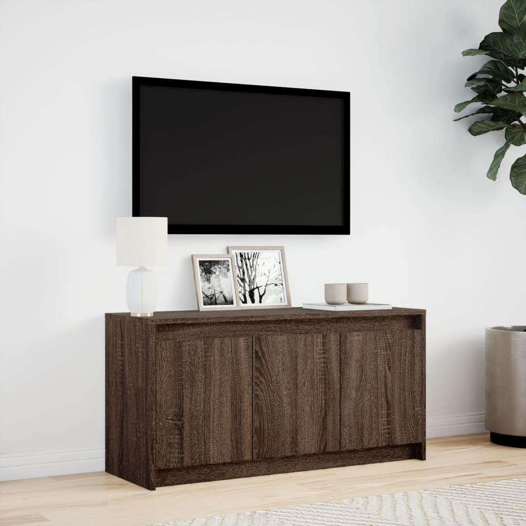 Mobile Porta TV con LED Rovere Marrone 100x34x50 cm Truciolato 852214