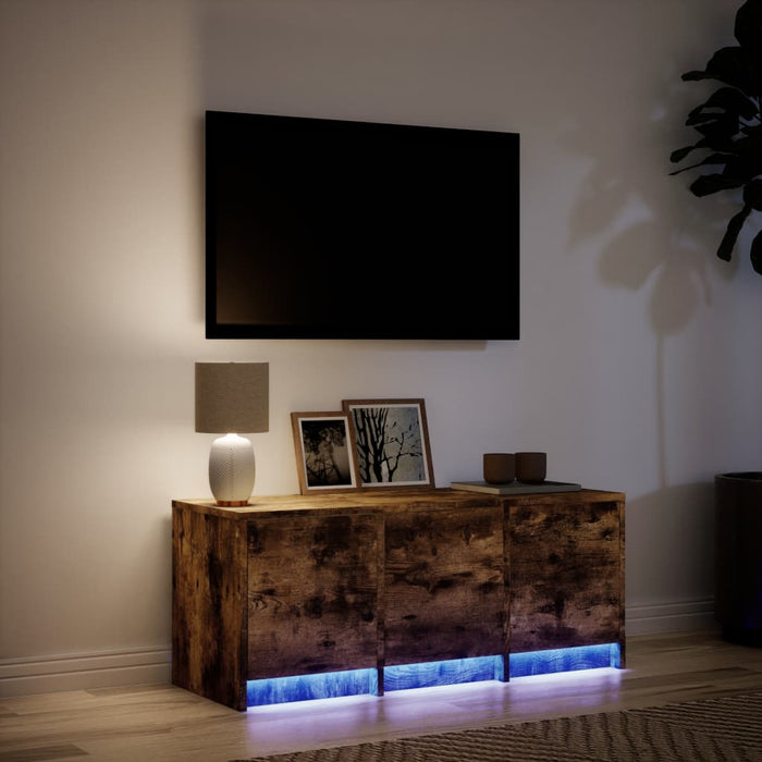 Mobile Porta TV con LED Rovere Fumo 97x34x40 cm in Truciolato 852240