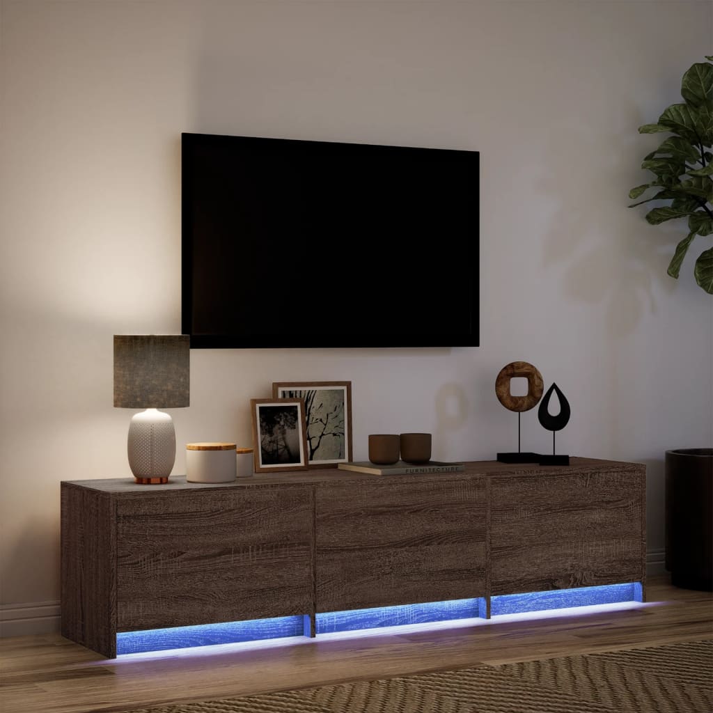 Mobile Porta TV con LED Rovere Marrone 165x34x40 cm Truciolato 852256