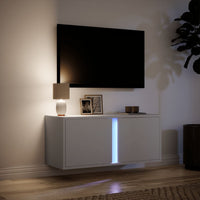 Mobile TV a Parete con Luci LED Bianco 80x31x35 cm 852257