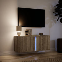 Mobile TV a Parete con Luci LED Rovere Sonoma 80x31x35 cm 852259