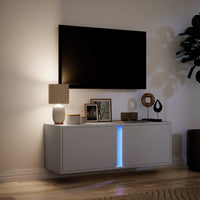 Mobile TV a Parete con Luci LED Bianco 100x31x35 cm 852264