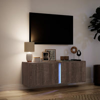 Mobile TV a Parete con Luci LED Rovere Marrone 100x31x35 cm 852270