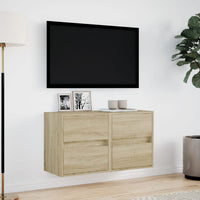 Mobili TV a Parete con Luci LED 2pz Rovere Sonoma 41x31x45 cm 852276