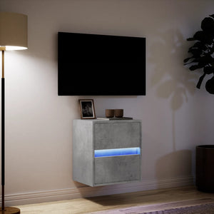 Mobile TV a Parete con Luci LED Grigio Cemento 41x31x45 cm 852277