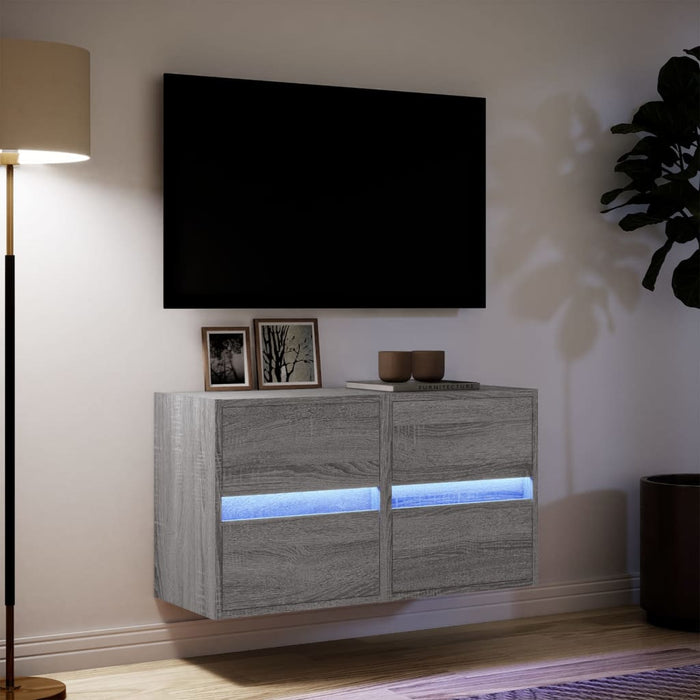 Mobili TV a Parete con Luci LED 2pz Grigio Sonoma 41x31x45 cm 852282