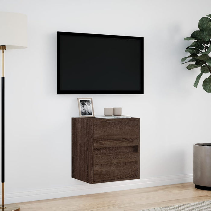 Mobile TV a Parete con Luci LED Rovere Marrone 41x31x45 cm 852283