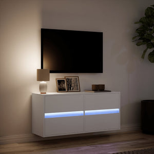 Mobile TV a Parete con Luci LED Bianco 100x31x45 cm 852292