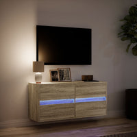 Mobile TV a Parete con Luci LED Rovere Sonoma 100x31x45 cm 852294