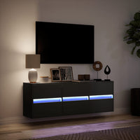 Mobile TV a Parete con Luci LED Nero 130x31x45 cm 852300