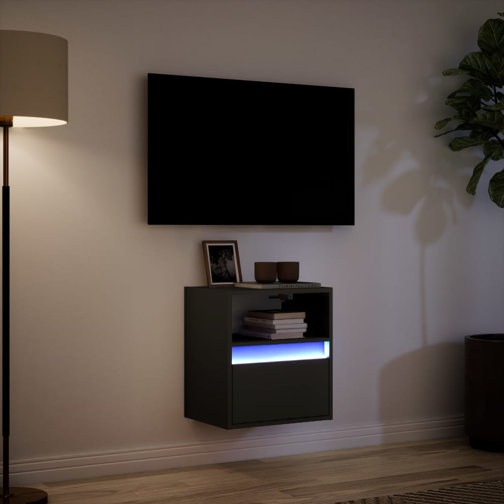 Mobile TV a Parete con Luci LED Nero 41x31x45 cm 852315