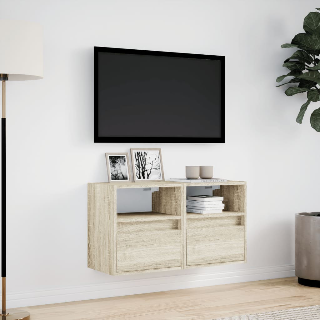 Mobili TV a Parete con Luci LED 2pz Rovere Sonoma 41x31x45 cm 852318