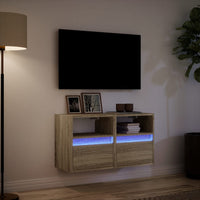 Mobili TV a Parete con Luci LED 2pz Rovere Sonoma 41x31x45 cm 852318