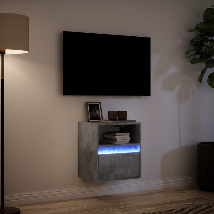 Mobile TV a Parete con Luci LED Grigio Cemento 41x31x45 cm 852319