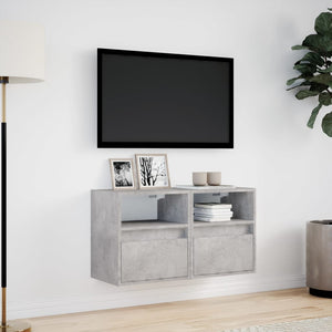 Mobili TV a Parete con Luci LED 2pz Grigio Cemento 41x31x45 cm 852320