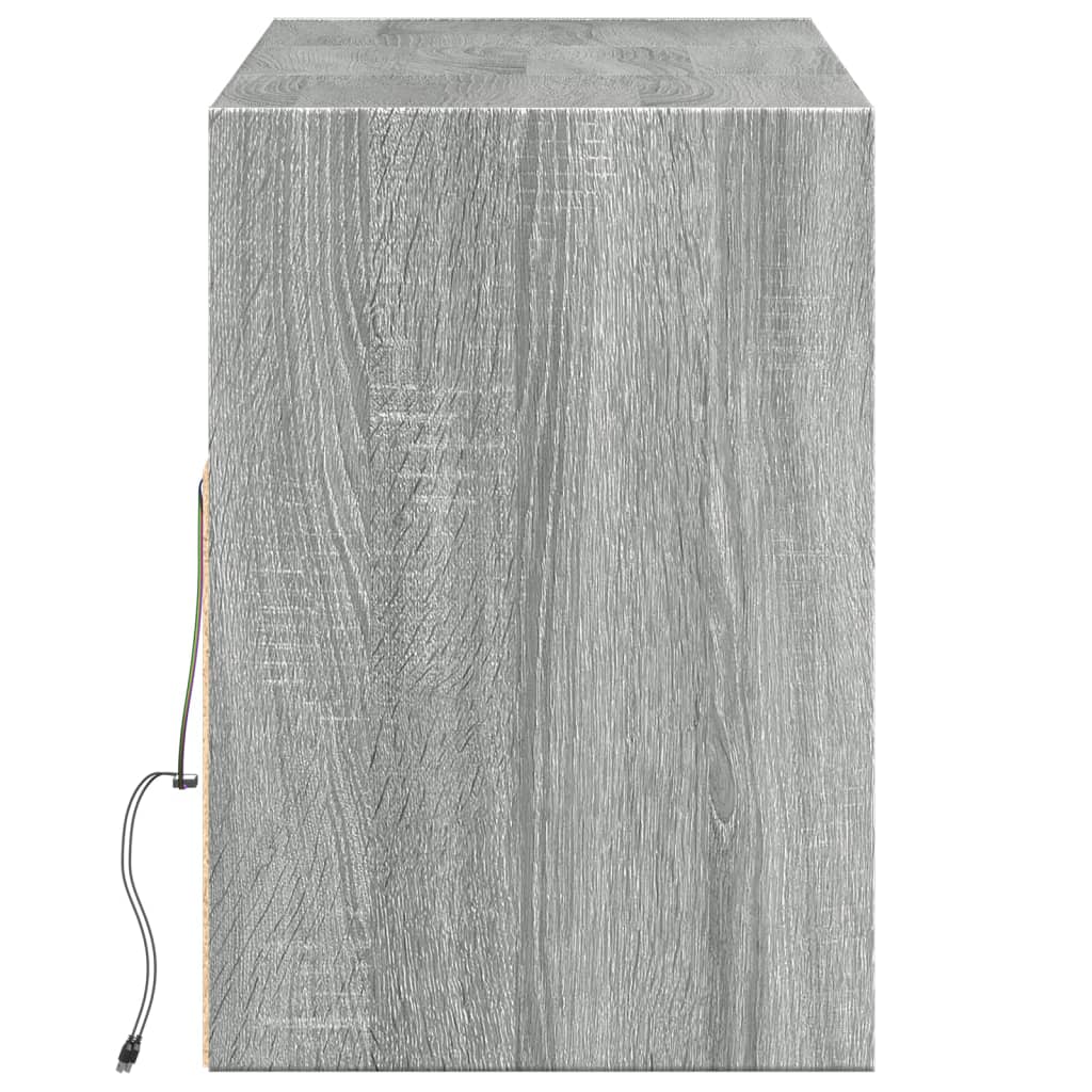 Mobile TV a Parete con Luci LED Grigio Sonoma 130x31x45 cm 852346