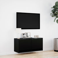 Mobile TV a Parete con Luci LED Nero 80x31x35 cm 852356