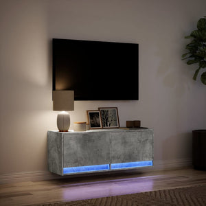 Mobile TV a Parete con Luci LED Grigio Cemento 100x31x35 cm 852365