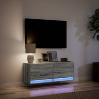 Mobile TV a Parete con Luci LED Grigio Sonoma 100x31x35 cm 852367