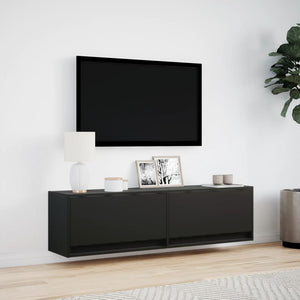 Mobile TV a Parete con Luci LED Nero 140x31x38 cm 852370