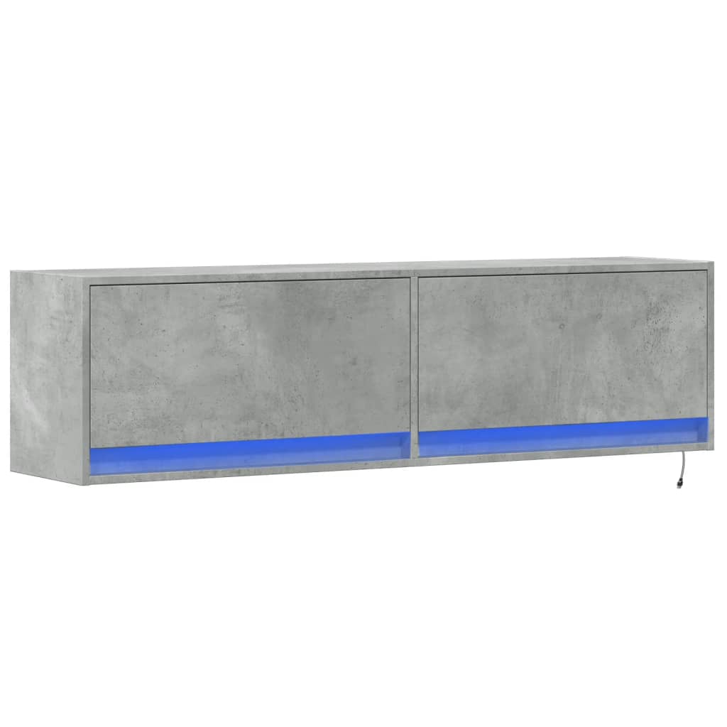 Mobile TV a Parete con Luci LED Grigio Cemento 140x31x38 cm 852372