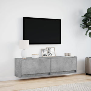 Mobile TV a Parete con Luci LED Grigio Cemento 140x31x38 cm 852372