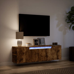 Mobile TV a Parete con Luci LED Rovere Fumo 135x31x39,5 cm 852387