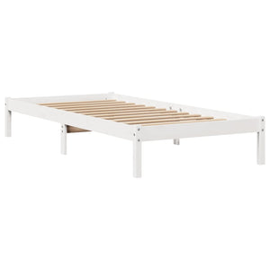 Letto senza Materasso Bianco 75x190 in Legno Massello di Pino 3305707