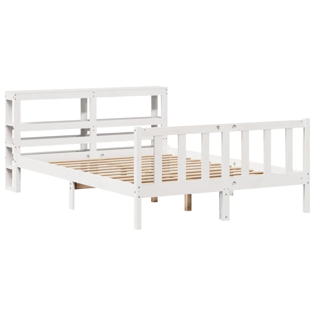 Letto senza Materasso Bianco 135x190 cm Legno Massello di Pino 3305752