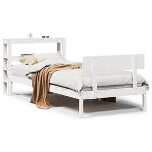 Letto senza Materasso Bianco 75x190 in Legno Massello di Pino 3305785