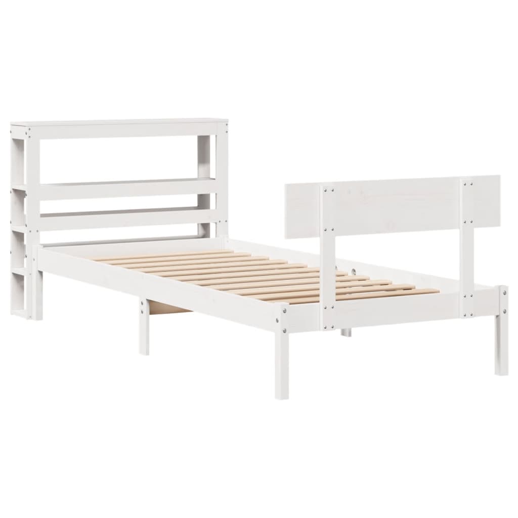 Letto senza Materasso Bianco 75x190 in Legno Massello di Pino 3305785