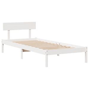 Letto senza Materasso Bianco 75x190 in Legno Massello di Pino 3305785