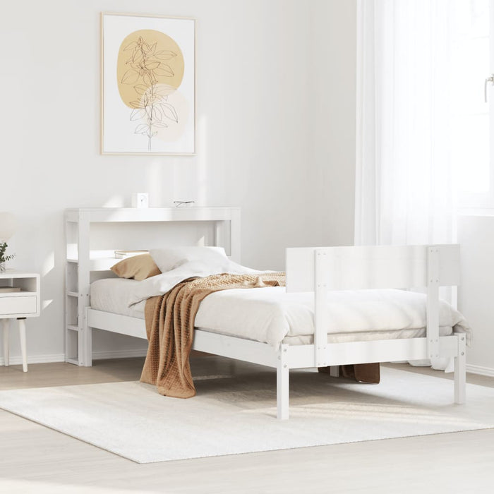 Letto senza Materasso Bianco 75x190 in Legno Massello di Pino 3305785