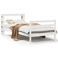 Letto senza Materasso Bianco 75x190 in Legno Massello di Pino 3305811