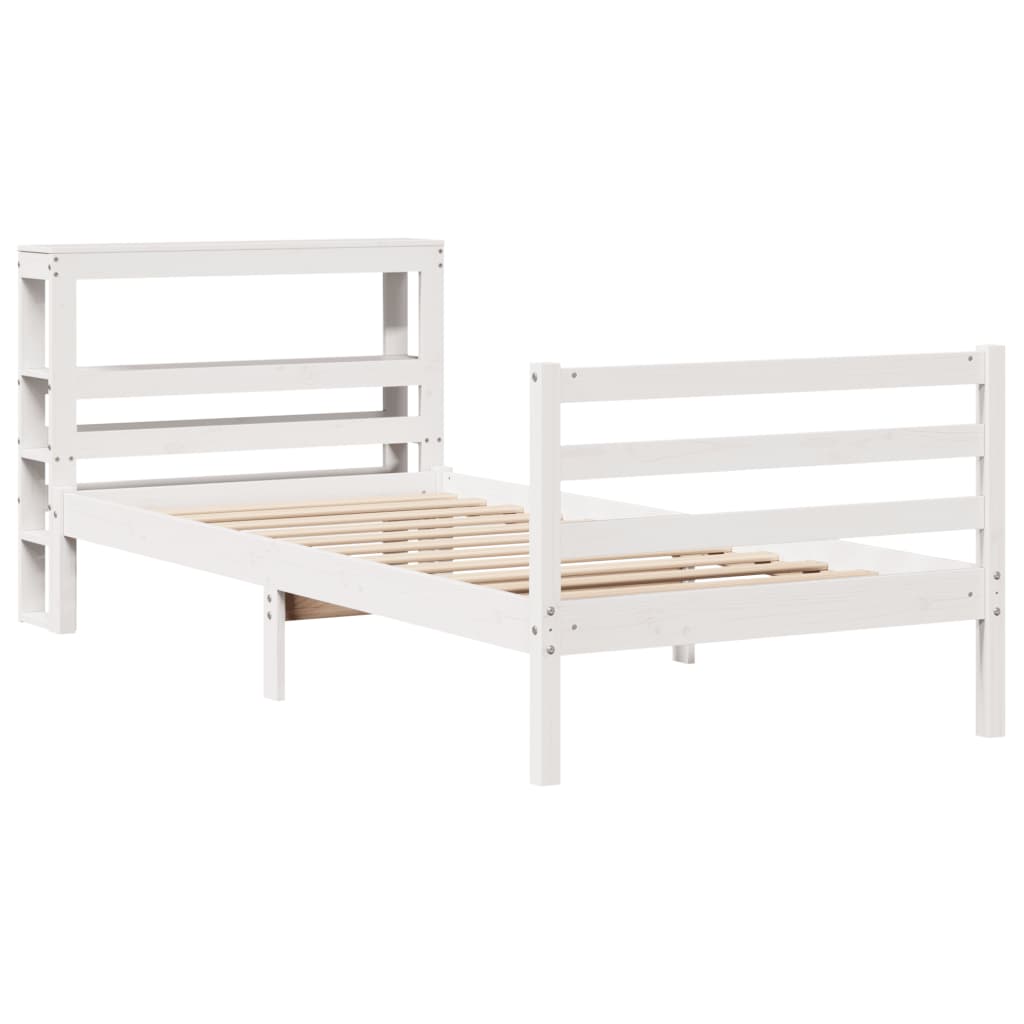 Letto senza Materasso Bianco 75x190 in Legno Massello di Pino 3305811