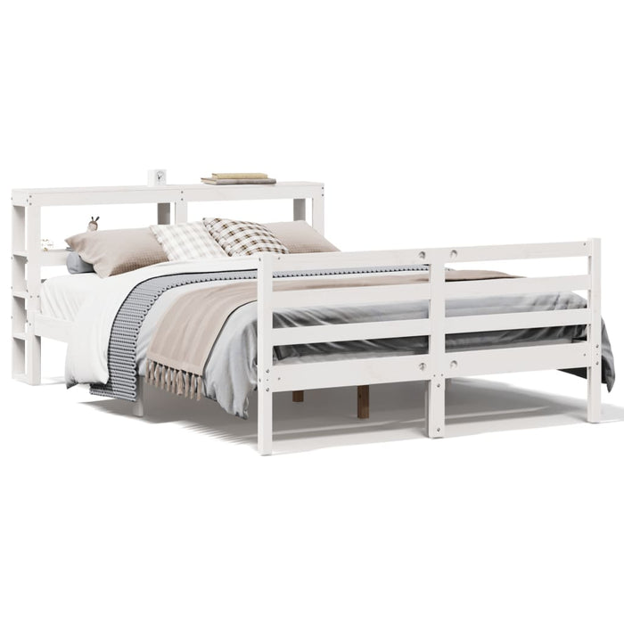 Letto senza Materasso Bianco 135x190 cm Legno Massello di Pino 3305817