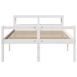 Letto Anziani con Testiera Bianco 120x190cm Legno Massello Pino 3305854