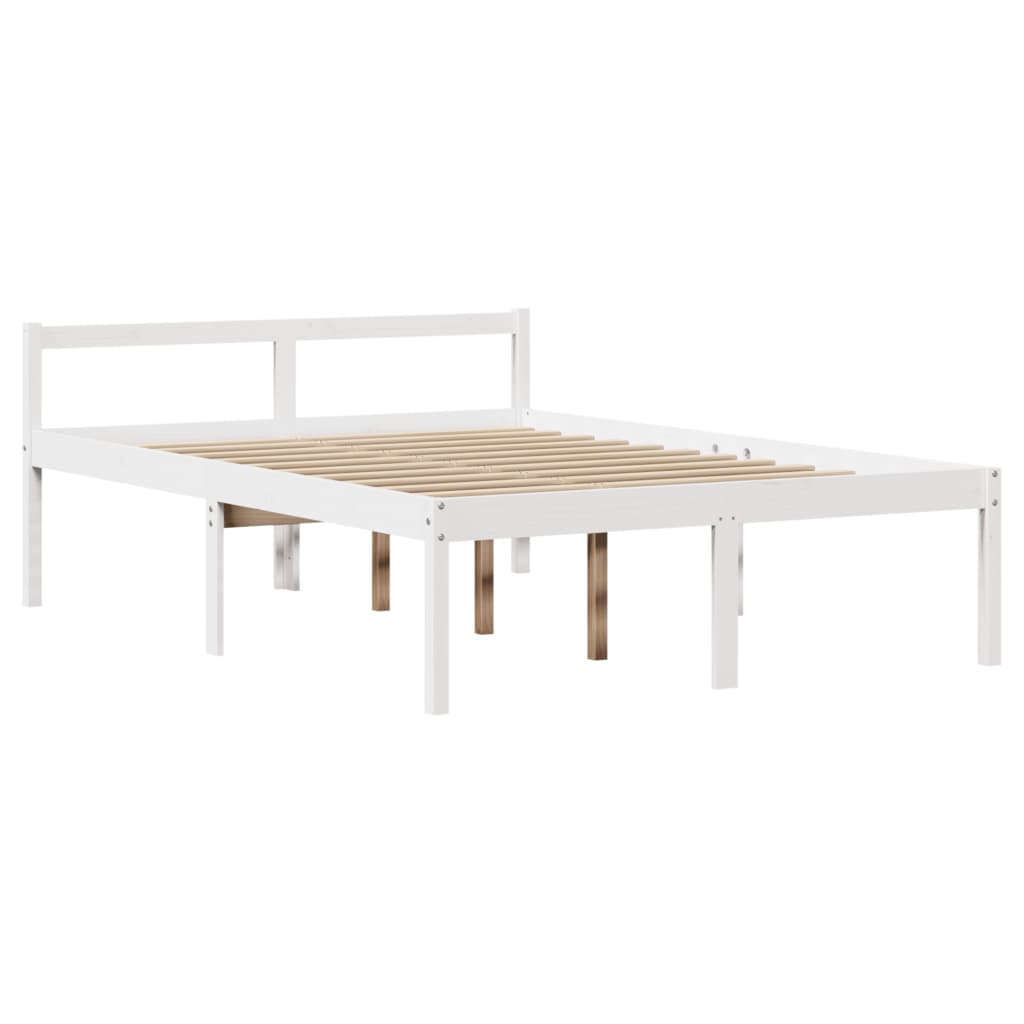 Letto Anziani con Testiera Bianco 120x190cm Legno Massello Pino 3305854